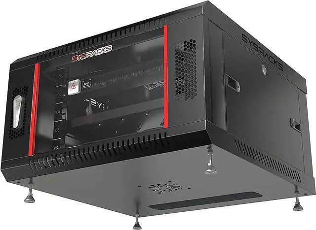 Alt view image 7 of 7 - Server Rack - Wall Mount Network Enclosure - Locking Wall IT Cabinet - 19 Inch Rack Av Audio Video Rack Lockable Cabinet Network Rack - Powerbar - Shelf - Fan - Feet (6U (24" w x24 d x14 h))