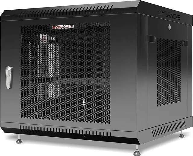 Alt view image 3 of 7 - Sysracks - Server Rack - Wall Cabinet - Wall Mount Rack on Casters Locking Network Enclosure with Fans - Vented Door Audio Rack - Network Rack - 24 Inch Depth AV Cabinet (9U (24W x24 Dx20 H))