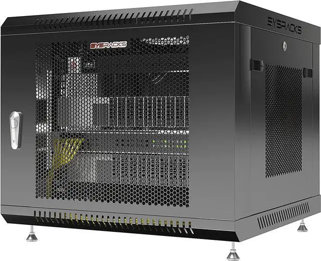 Alt view image 7 of 7 - Sysracks - Server Rack - Wall Cabinet - Wall Mount Rack on Casters Locking Network Enclosure with Fans - Vented Door Audio Rack - Network Rack - 24 Inch Depth AV Cabinet (9U (24W x24 Dx20 H))