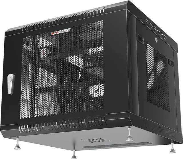Alt view image 2 of 7 - Sysracks - Server Rack - Wall Cabinet - Wall Mount Rack on Casters Locking Network Enclosure with Fans - Vented Door Audio Rack - Network Rack - 24 Inch Depth AV Cabinet (9U (24W x24 Dx20 H))