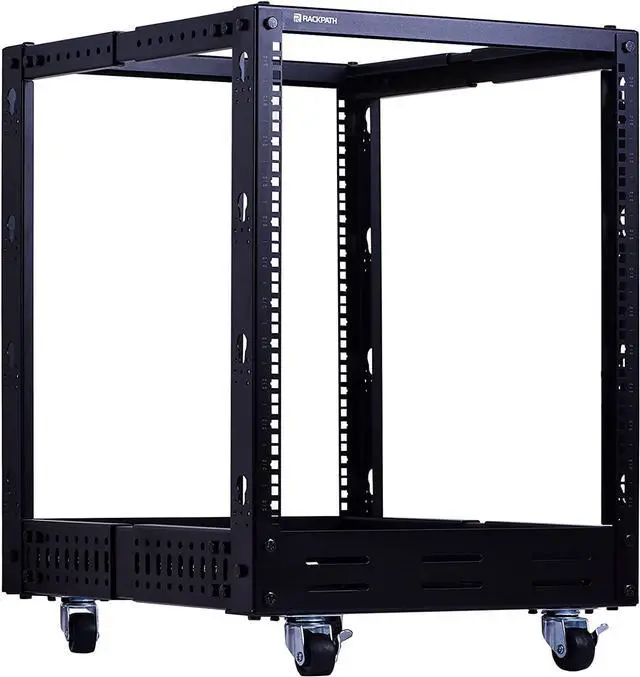 Main image of 12U Open Frame Server Rack  Heavy Duty 4 Post Adjustable Depth with Casters