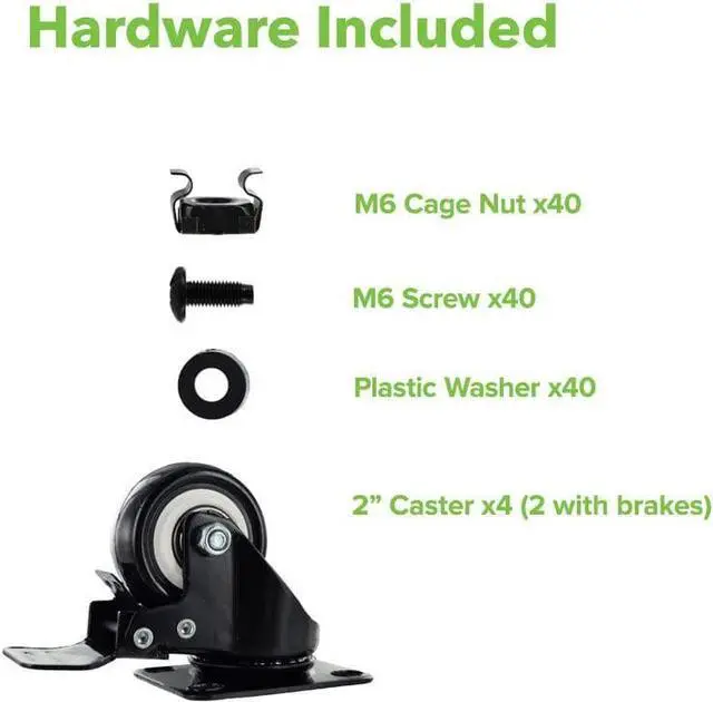 Alt view image 6 of 6 - 42U 2 Post Open Frame Server Rack with Casters for 19 Inch Equipment, Networking, and IT Devices, 2-Post Rack 330lbs Weight Capacity, Black