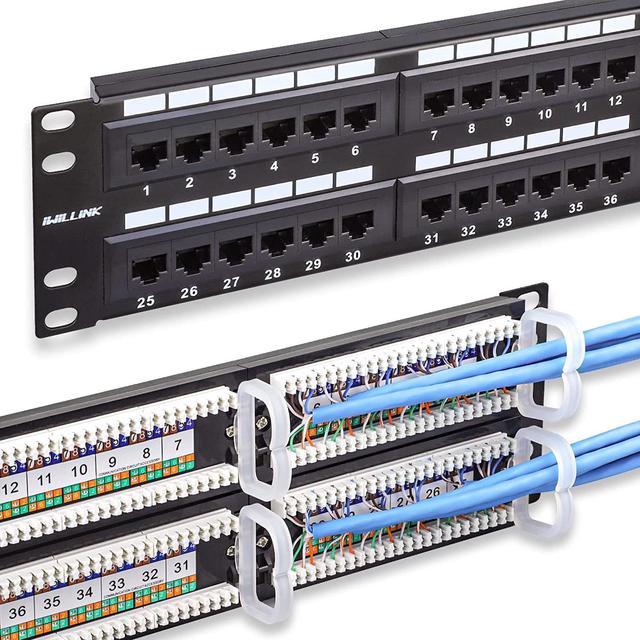 iwillink Patch Panel 48 Ports, Cat6 / Rj45 Patch Panel, 2u Network Patch  Panel Utp 19-Inch, Black. Rack or Wall Mount Compatible with Cat6, Cat5e,  Cat5 Cabling. 