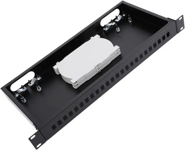 Main image of 19" Rack Mount Enclosure Fiber Optic Box Fits Racks Cabinet 1U LGX Loaded Patch Panel - Include 2Pcs Splice Trays Maximum Capacity 48 Fibers