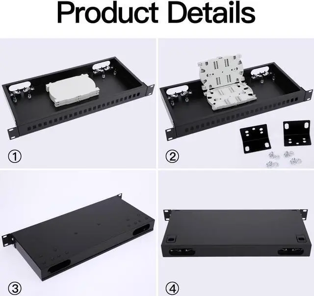 Alt view image 3 of 7 - 19" Rack Mount Enclosure Fiber Optic Box Fits Racks Cabinet 1U LGX Loaded Patch Panel - Include 2Pcs Splice Trays Maximum Capacity 48 Fibers