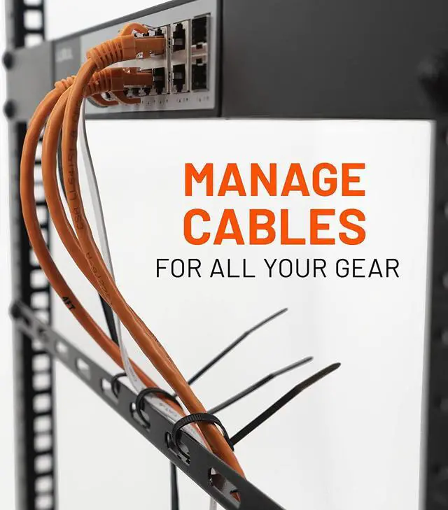 Alt view image 2 of 7 - ECHOGEAR Rack Cable Management Tie Bar Kit - Includes 4X 1U Tie Bars, 24 Zip Ties, 8 Cage Nuts, & 8 Screws - Works with 19" Open Frame Racks & Enclosures