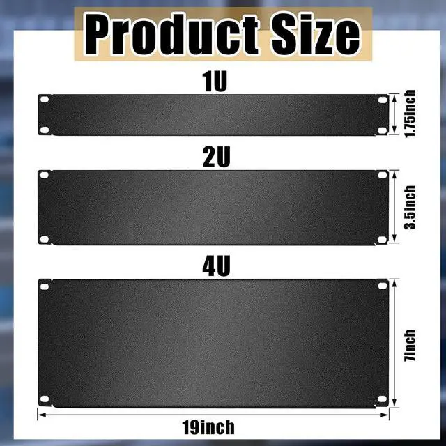 Alt view image 2 of 6 - 3 Pieces 1U,2U,4U Blank Panel Metal Rack Mount Filler Panel Mount Panel Spacer 19 Inches Rack Blanking Panel Kit for Enclosure Server Rack Cabinet Black