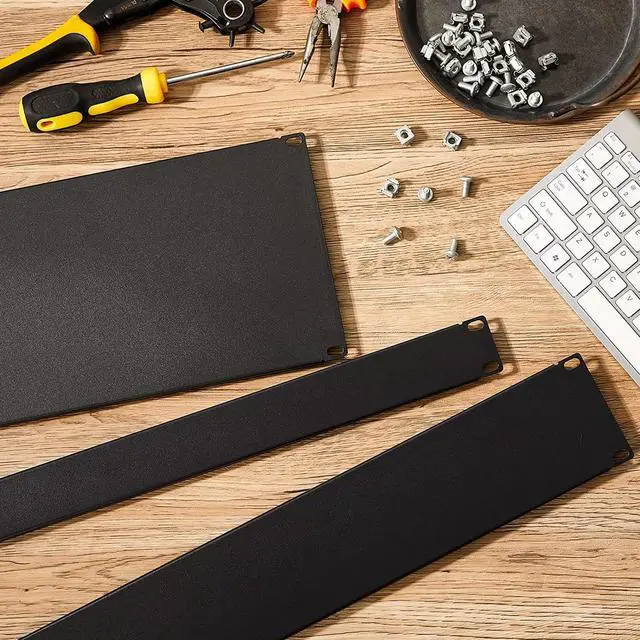 Alt view image 7 of 7 - 3 Pieces 1U,2U,4U Blank Panel Metal Rack Mount Filler Panel Mount Panel Spacer 19 Inches Rack Blanking Panel Kit for Enclosure Server Rack Cabinet Black