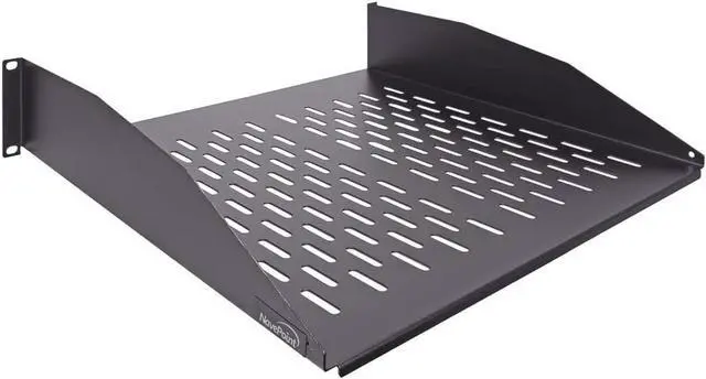 Main image of NavePoint 2U 19-Inch Universal Vented Rack Mount Cantilever Fixed Server Cabinet Shelf 16-Inches Deep Black