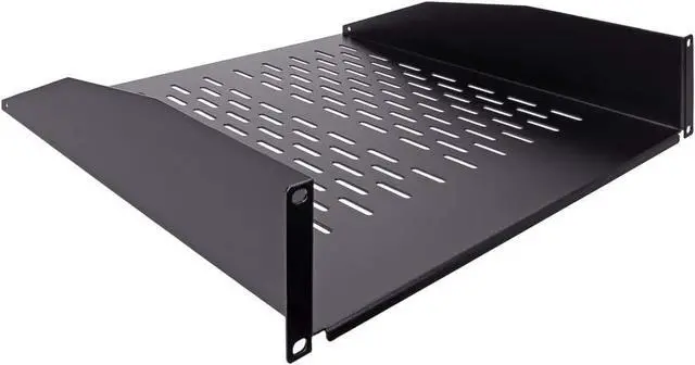 Alt view image 2 of 4 - NavePoint 2U 19-Inch Universal Vented Rack Mount Cantilever Fixed Server Cabinet Shelf 16-Inches Deep Black