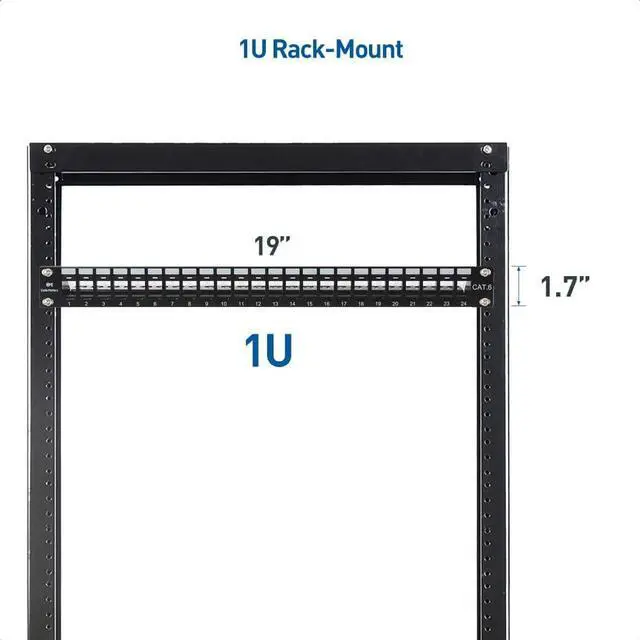 Alt view image 6 of 7 - Cable Matters Rackmount or Wall Mount 1U 24 Port Keystone Patch Panel with Cable Management and Support Bar (19-inch Blank Patch Panel for Keystone Jacks/Keystone Panel), Welcome to consult