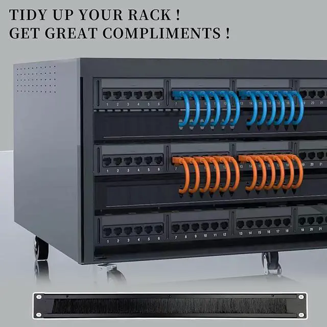 Alt view image 5 of 6 - 1U Brush Panel Disassembled Rack Mount Cable Management Panel, Horizontal Grommet Strip Server Rack for 19 Inch Rack or Network Cabinet-5Pack (1U-5PACKS)