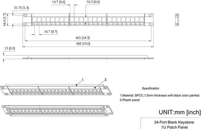 Alt view image 5 of 5 - QiaoYoubang 2 Pack of 24 Port Blank Keystone Patch Panel-1U Rackmount or Wall Mount UTP Patch Panel for Keystone Jacks-19-inch Multimeadia Patch Panel, Welcome to consult