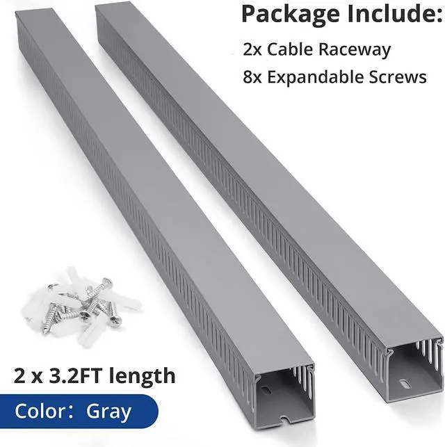 Alt view image 6 of 6 - ZhiYo 2x2in Server Rack Cable Management, 6.4FT Cable Duct Cable Raceway Kit, Electrically Safe PVC for Network Cable Management, Open Slot Wire Raceway for Computer Under Desk, Wire Duct 2 x L3.2FT
