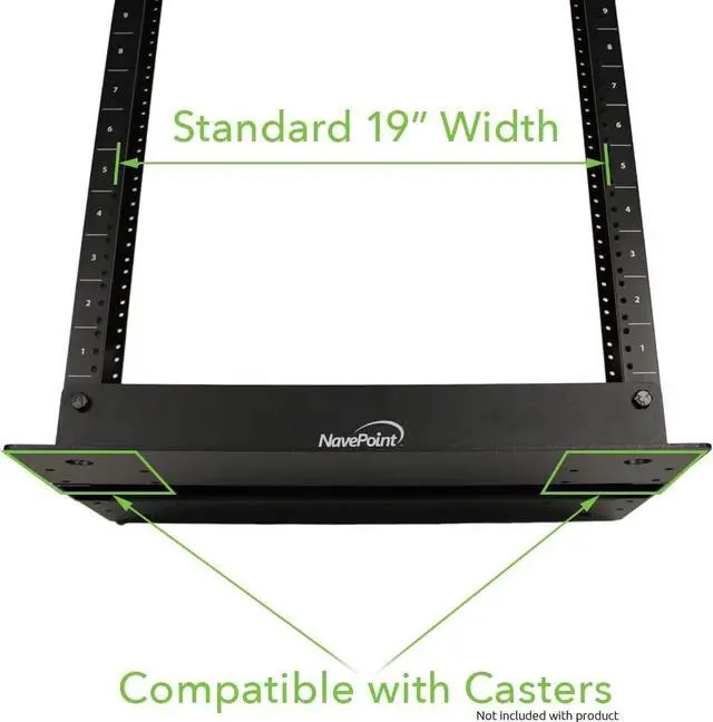 Alt view image 5 of 7 - NavePoint 13U 2 Post Open Frame Server Rack for 19 Inch Equipment, AV, Networking, Data & IT Devices, 2-Post Rack 13U 661lbs Weight Capacity, Black
