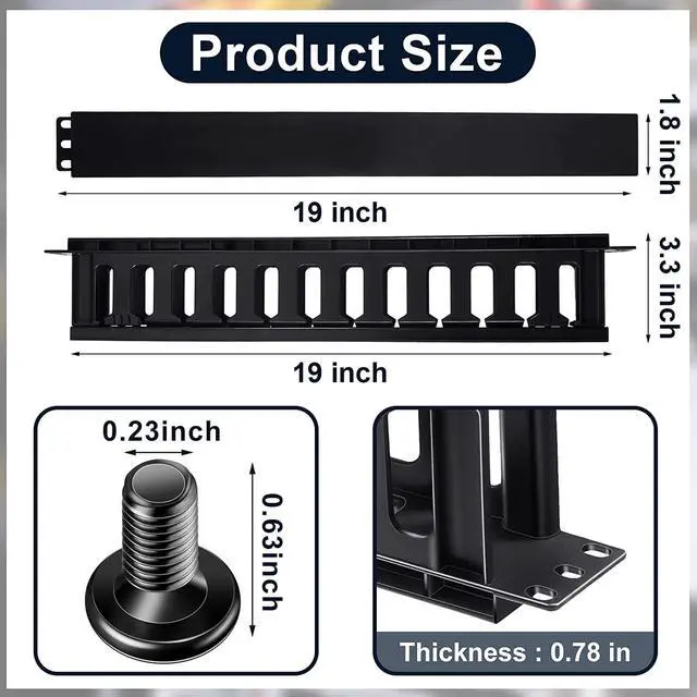 Alt view image 3 of 6 - 4 Packs 1U Rack Cable Management Sleeves Horizontal 12 Slot Cable Management Clips Cable Rack with Panel Cover 19 Inch for Wall Shelf Mount (Elegant Style, Plastic)