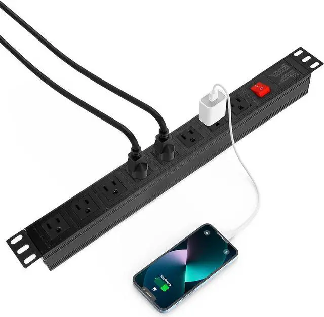 Alt view image 7 of 7 - BTU Power Strip Surge Protector Rack-Mount PDU, 8 Right Angle Outlets Wide-Spaced, Mountable Power Strip Heavy Duty for Server Racks, Commercial, 300J (Black 6FT), Welcome to consult