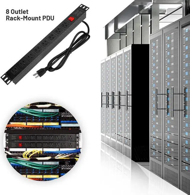 Alt view image 6 of 7 - BTU Power Strip Surge Protector Rack-Mount PDU, 8 Right Angle Outlets Wide-Spaced, Mountable Power Strip Heavy Duty for Server Racks, Commercial, 300J (Black 6FT), Welcome to consult