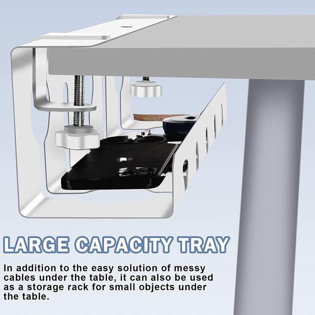 Carryup Under Desk Cable Management Tray, for Home Offices, Standing Desks  & Tables. Eliminate Dusty Cable Management Box metal, Dark Grey 