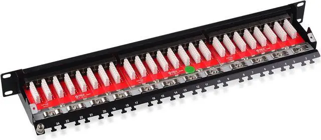 Alt view image 3 of 7 - Cable Matters Rackmount or Wall Mount 24-Port Shielded RJ45 Patch Panel with Jack Shutter