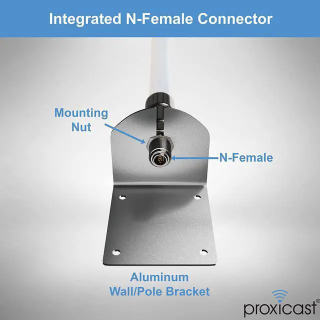 Alt view image 2 of 7 - Proxicast 10 dBi High Gain 4G / LTE, 5G Omni-Directional Pole/Wall Fixed Mount Fiberglass Outdoor Antenna for Verizon, AT&T, T-Mobile & Other Cellular Networks (ANT-127-002)