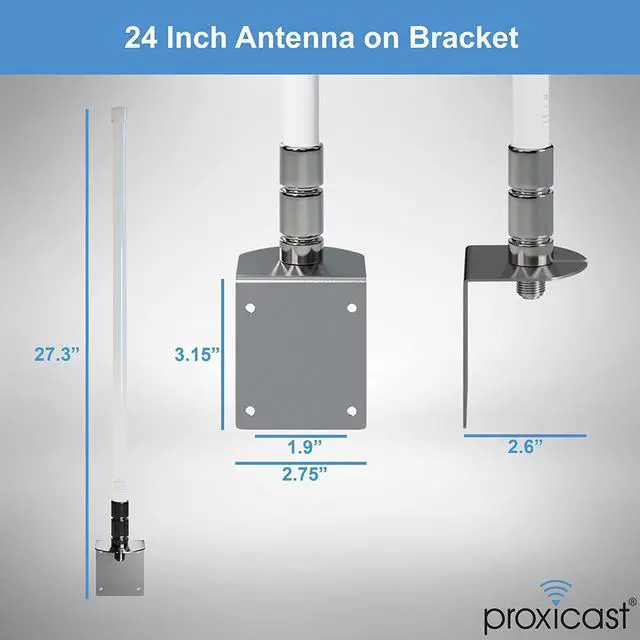 Alt view image 3 of 7 - Proxicast 10 dBi High Gain 4G / LTE, 5G Omni-Directional Pole/Wall Fixed Mount Fiberglass Outdoor Antenna for Verizon, AT&T, T-Mobile & Other Cellular Networks (ANT-127-002)
