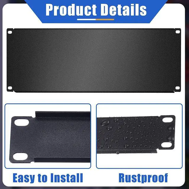 Alt view image 4 of 7 - 4 Pieces 1U, 2U, 4U, 8U Blank Panel Kit Metal Rack Mount Filler Panel Ser 19 Inch for Enclosure Server Rack Cabinet, Black