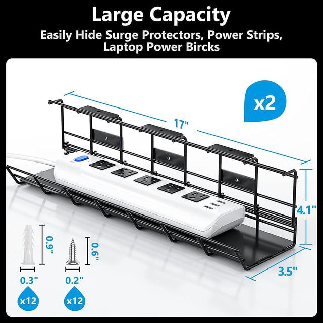 Under Desk Cable Management Tray 2Pack, 17in Under Desk Cord Organizer  System Screw Mount for Wire Management, Metal Under Desk Shelf Cable Rack, Cable  Organizer for Desk/Wall, Offices, Kitchens 