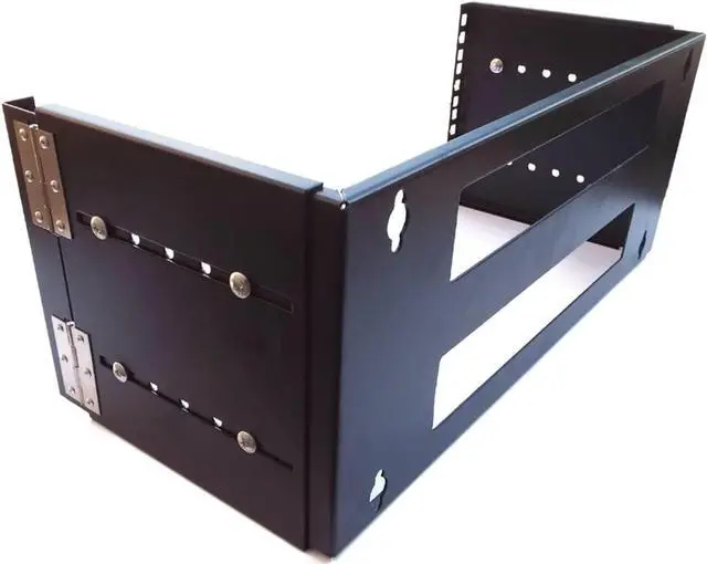 Alt view image 2 of 5 - 4U 19-Inch Hinged Extendable Wall Mount Bracket Network Equipment Rack - Black