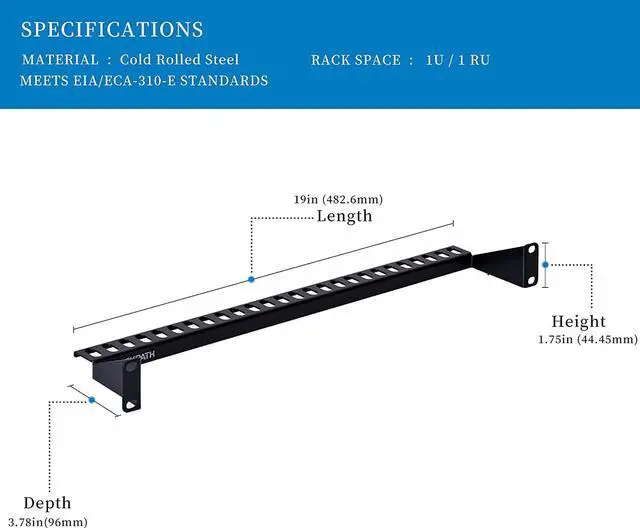 Alt view image 2 of 7 - 1U 19 Inch Server Rack Mount Cable Management Bracket Cross Bar