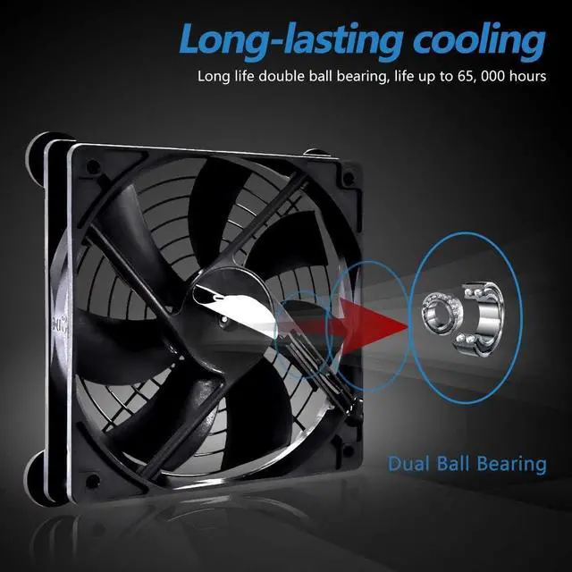Alt view image 5 of 7 - USB Dual 120mm Control Fan, 5V Portable Cooling Fan for Flat-Screen TV Receiver Router DVR PlayStation Xbox Computer Cabinet Cooler