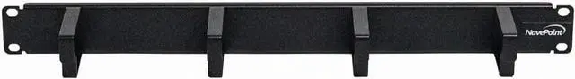 Alt view image 2 of 5 - Navepoint 1U Horizontal 19-Inch Rack Mount Cable Management Panel with 4 D-Rings 2-Inches Deep Black