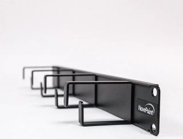 Alt view image 4 of 5 - Navepoint 1U Horizontal 19-Inch Rack Mount Cable Management Panel with 4 D-Rings 2-Inches Deep Black