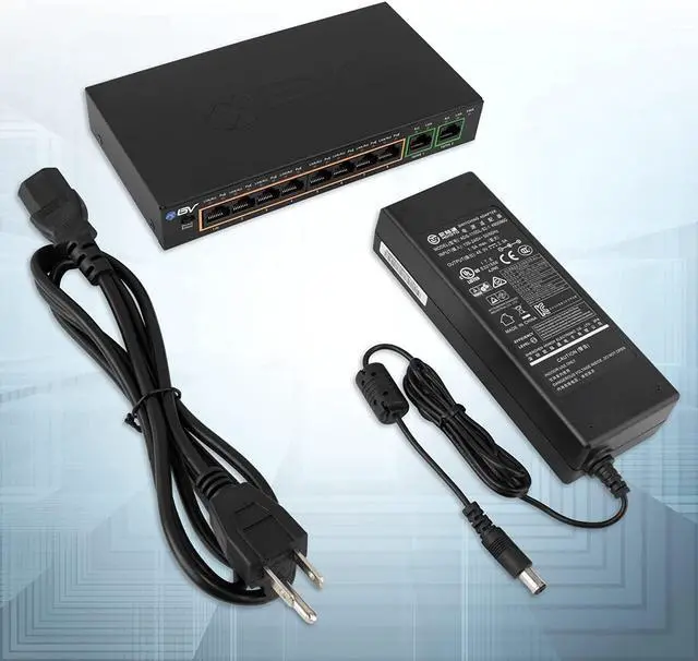 Alt view image 6 of 6 - BV-Tech 8-Port PoE Switch with 2 Gigabit Uplink Ports  96W High-Power Budget, Compact Desktop Design, Extended Transmission up to 656ft  Durable, Easy Setup for Office & Home Networks