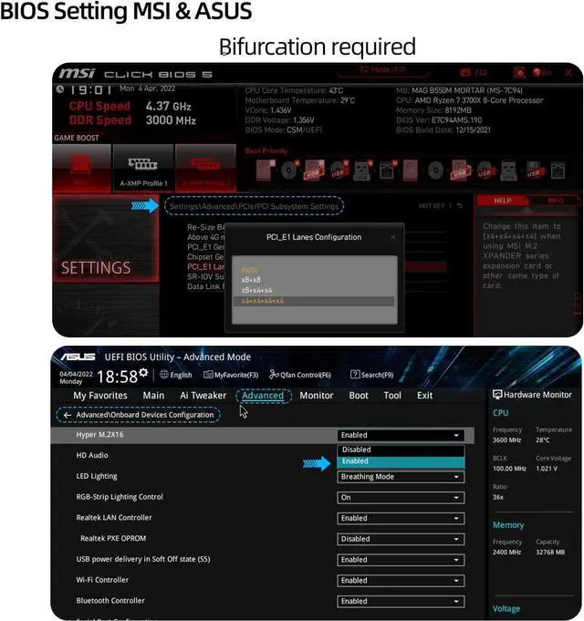 Alt view image 6 of 7 - JEYI Quad NVMe PCIe 4.0 Expansion Card, Supports 4 NVMe M.2 SSD 2280 up to 8TB, Raid Bandwidth 256Gbps, Required Bifurcation