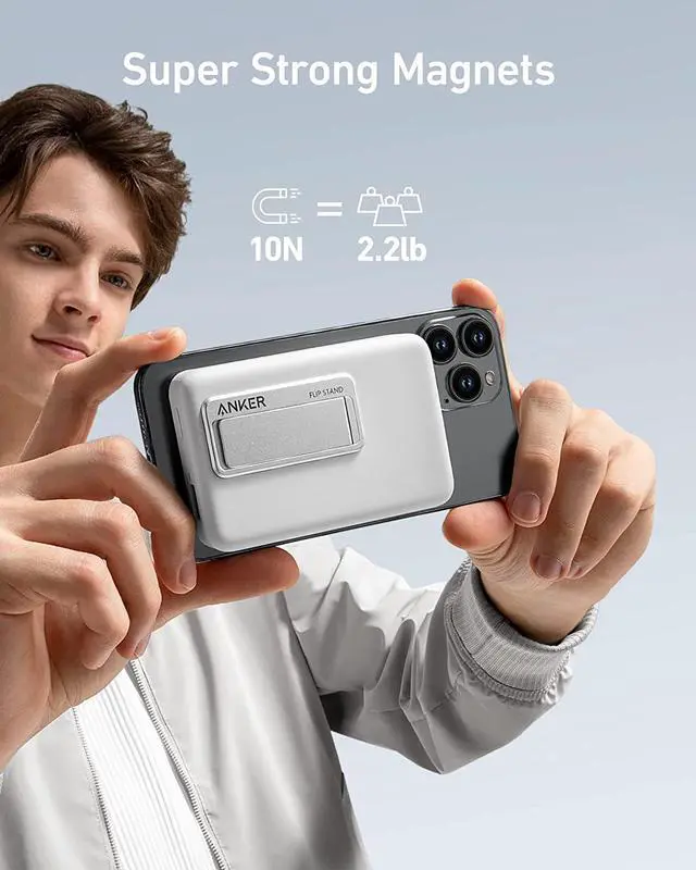 Alt view image 6 of 7 - Anker 633 Magnetic Battery (MagGo), 10,000mAh Foldable Magnetic Wireless Portable Charger, 20W USB-C Power Delivery for iPhone 14/14 Pro / 14 Pro Max, iPhone 13/12 Series (White)