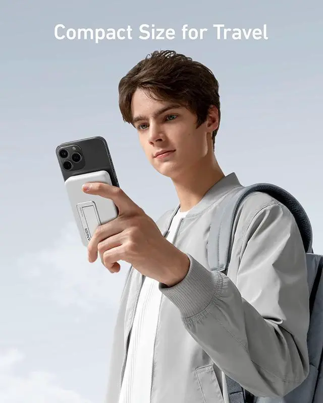 Alt view image 7 of 7 - Anker 633 Magnetic Battery (MagGo), 10,000mAh Foldable Magnetic Wireless Portable Charger, 20W USB-C Power Delivery for iPhone 14/14 Pro / 14 Pro Max, iPhone 13/12 Series (White)