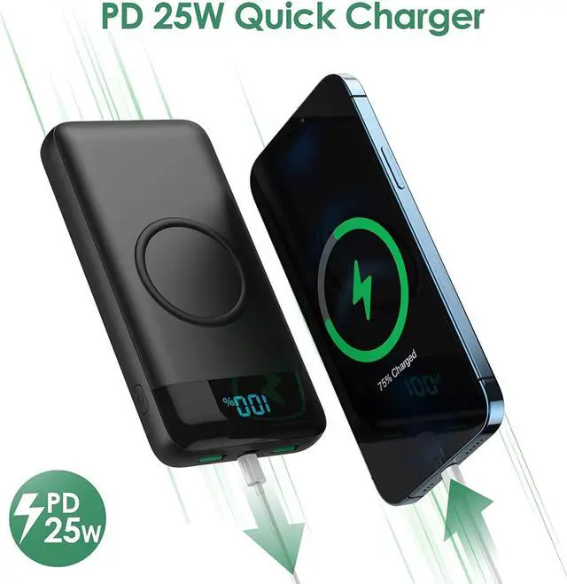 Alt view image 2 of 6 - Wireless Portable Charger 30,800mAh 15W Wireless Charging 25W PD QC4.0 Fast Charging Smart LCD Display USB-C Power Bank, 4 Output External Battery Pack Compatible with iPhone 16/15/14/13, Samsung etc