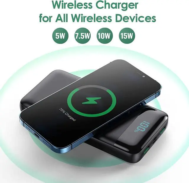 Alt view image 6 of 6 - Wireless Portable Charger 30,800mAh 15W Wireless Charging 25W PD QC4.0 Fast Charging Smart LCD Display USB-C Power Bank, 4 Output External Battery Pack Compatible with iPhone 16/15/14/13, Samsung etc