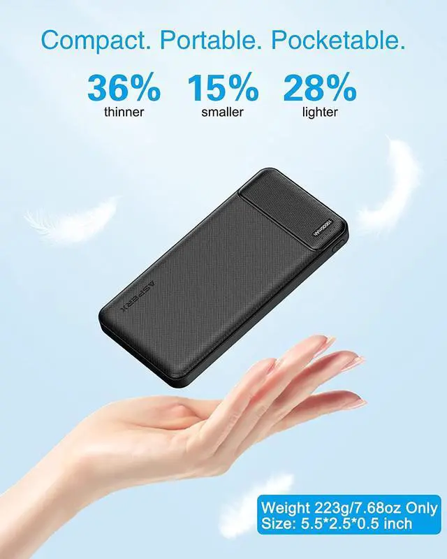 Alt view image 2 of 7 - 2-Pack 10000mAh USB C Output Portable Charger Power Bank Fast Charging Portable Phone Charger External Battery Pack for iPhone  Google LG and Heated Vest