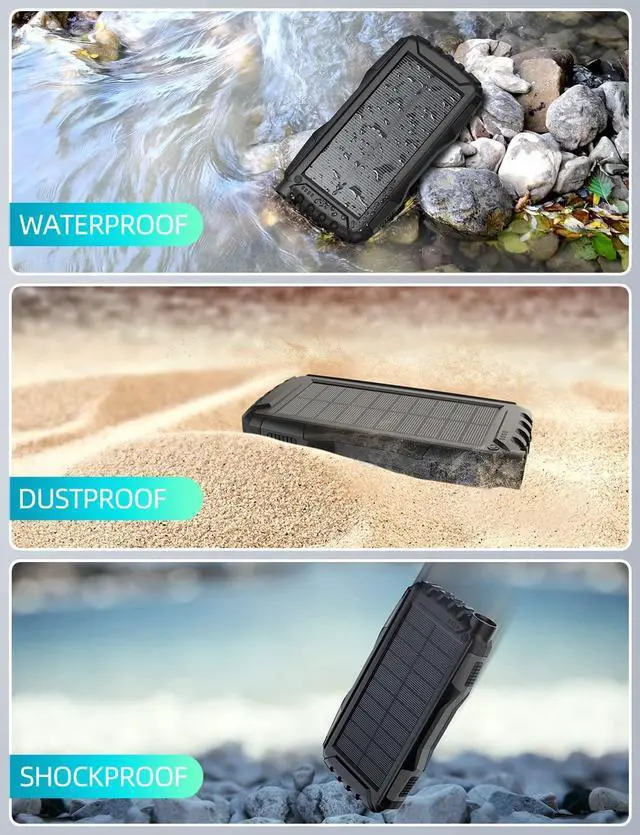Alt view image 6 of 7 - Power-Bank-Solar-Charger - 42800mAh Portable Charger Solar Power Bank External Battery Pack 5V3.1A Qc 3.0 Fast Charger Built-in Super Bright Flashlight (Deep Black)