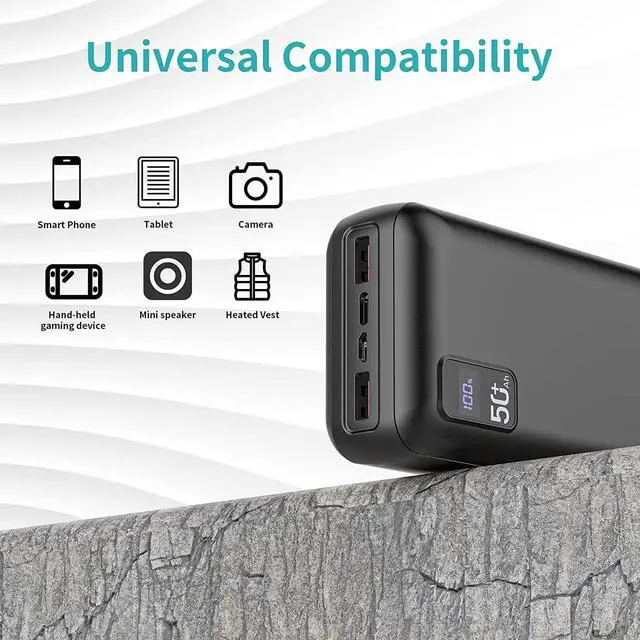 Alt view image 7 of 7 - Power Bank 50000mAh 22.5W Fast Charging Portable Charger USB-C Quick Charge with 3 Outputs & 2 Inputs LED Display Huge Capacity External Battery Pack for Most Electronic Devices on The Market