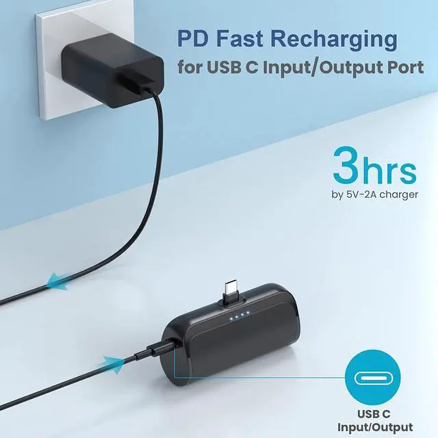 Alt view image 4 of 7 - Mini Portable Charger 5200mAh PD Fast Charging USB C?Power Bank Portable Phone Charger for Android Ultra-Compact Plug in Battery Pack Compatible?with Samsung?Galaxy S22/S21 Moto LG Pixel (Type-C Only)