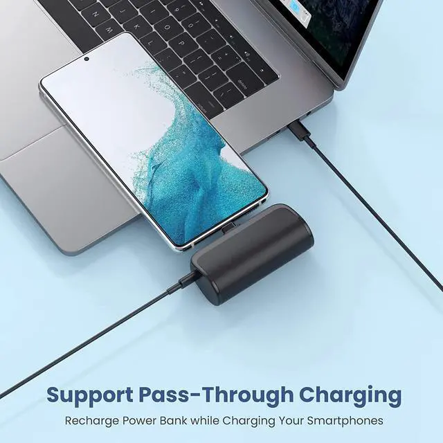 Alt view image 5 of 7 - Mini Portable Charger 5200mAh PD Fast Charging USB C?Power Bank Portable Phone Charger for Android Ultra-Compact Plug in Battery Pack Compatible?with Samsung?Galaxy S22/S21 Moto LG Pixel (Type-C Only)