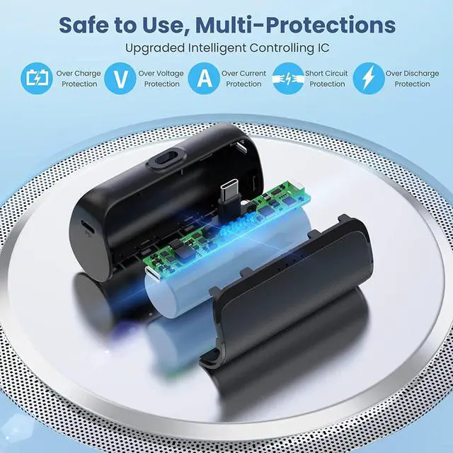 Alt view image 7 of 7 - Mini Portable Charger 5200mAh PD Fast Charging USB C?Power Bank Portable Phone Charger for Android Ultra-Compact Plug in Battery Pack Compatible?with Samsung?Galaxy S22/S21 Moto LG Pixel (Type-C Only)