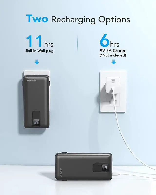 Alt view image 4 of 7 - Portable Charger with Built-in Cables and Wall Plug 20000mAh 20W USB C Power Bank Fast Charging Battery Pack Compatible with iPhone iPhone 16/15/14/13 Series  Google iPad etc