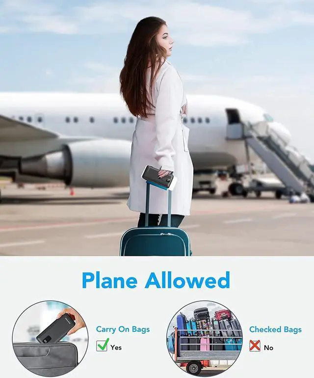 Alt view image 7 of 7 - Portable Charger with Built-in Cables and Wall Plug 20000mAh 20W USB C Power Bank Fast Charging Battery Pack Compatible with iPhone iPhone 16/15/14/13 Series  Google iPad etc