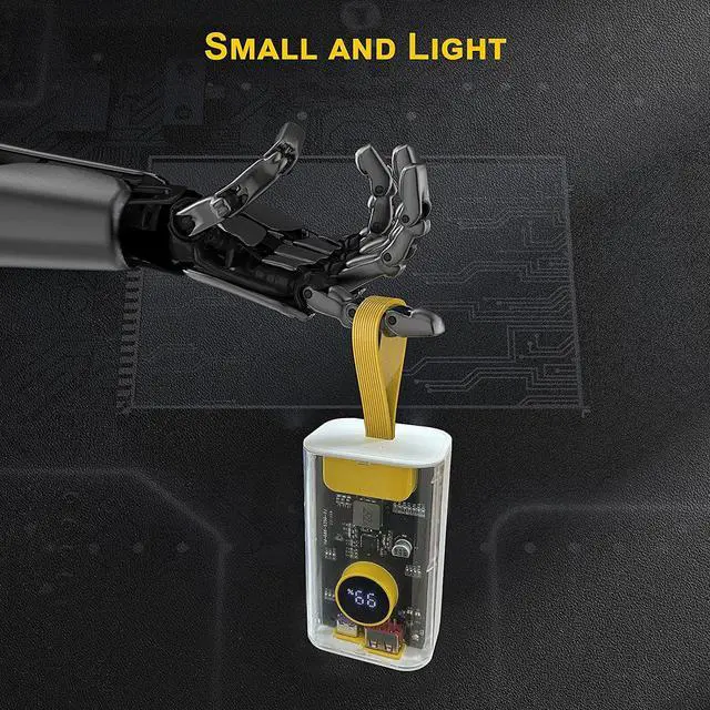 Alt view image 7 of 7 - Portable Charger 10000mAh,Small Power Bank 22.5W Fast Charging,Transparent External Battery Pack,Input/Output External USB C Portable Phone Charger for iPhone iPad Samsung LG Android Cellphone(White)