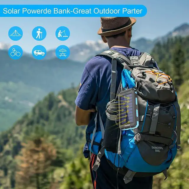 Alt view image 7 of 7 - Solar Charger, 38800mAh Portable Solar Power Bank IPX5 Waterproof with Built-in Solar Panel Charger and LED Flashlight, Solar Phone Charger Battery Pack for All CellPhones.