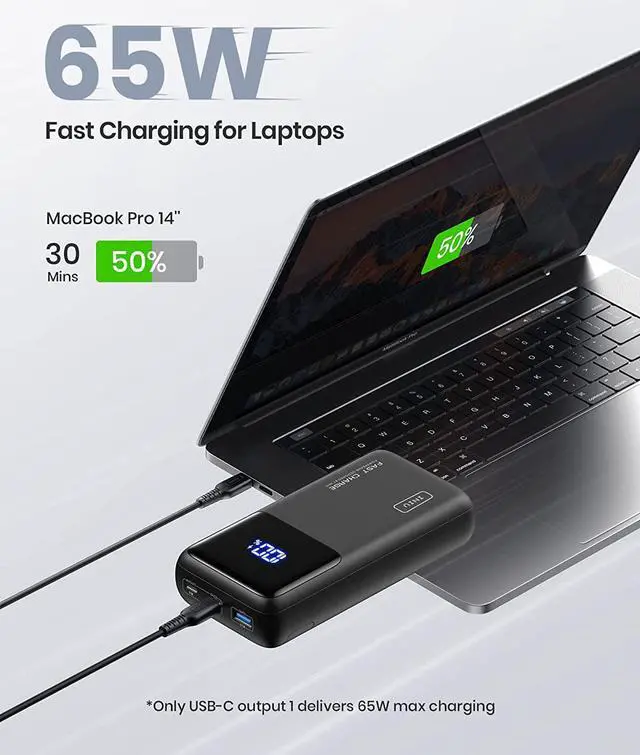 Alt view image 2 of 7 - INIU Power Bank, 25000mAh 65W USB C Laptop Portable Charger, PD QC Fast Charging 3-Output External Battery Pack for Laptop MacBook Dell XPS iPad Tablet Steam Deck iPhone 15 14 13 Pro Samsung S22 etc
